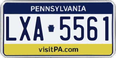 PA license plate LXA5561
