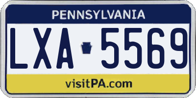 PA license plate LXA5569