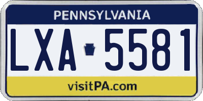 PA license plate LXA5581