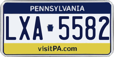 PA license plate LXA5582
