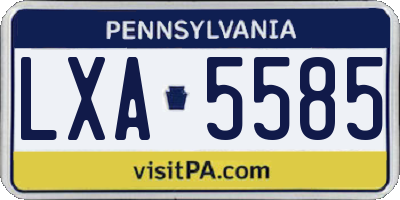 PA license plate LXA5585