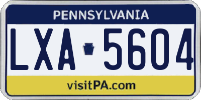 PA license plate LXA5604