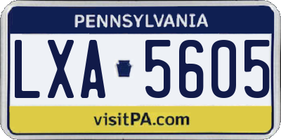 PA license plate LXA5605