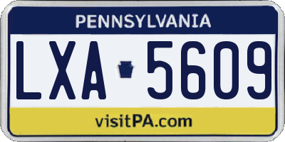 PA license plate LXA5609