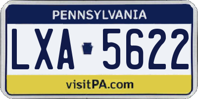 PA license plate LXA5622