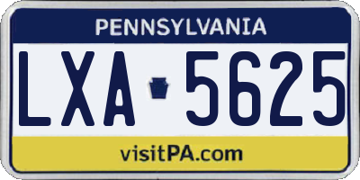 PA license plate LXA5625