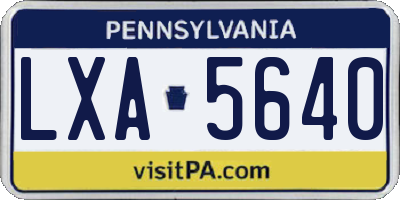 PA license plate LXA5640