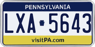 PA license plate LXA5643