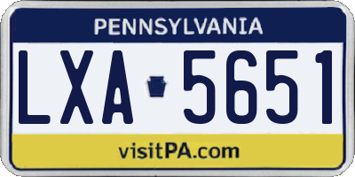 PA license plate LXA5651