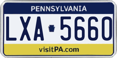 PA license plate LXA5660