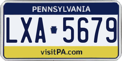 PA license plate LXA5679
