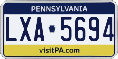 PA license plate LXA5694