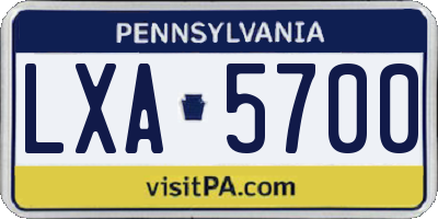PA license plate LXA5700