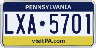 PA license plate LXA5701