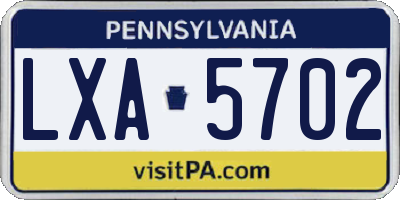 PA license plate LXA5702