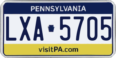 PA license plate LXA5705