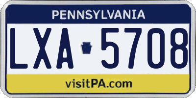 PA license plate LXA5708