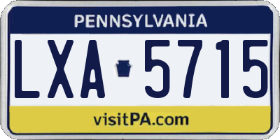 PA license plate LXA5715
