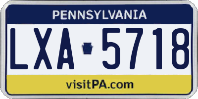 PA license plate LXA5718