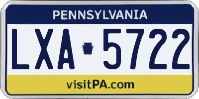 PA license plate LXA5722