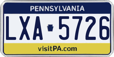 PA license plate LXA5726