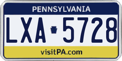 PA license plate LXA5728