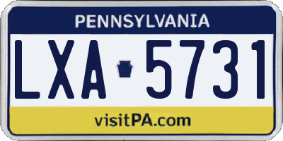 PA license plate LXA5731