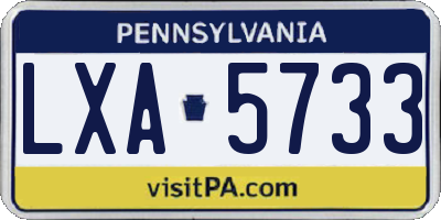 PA license plate LXA5733