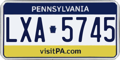PA license plate LXA5745