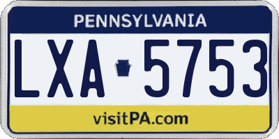 PA license plate LXA5753