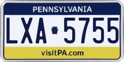 PA license plate LXA5755