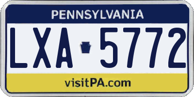 PA license plate LXA5772