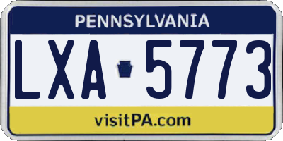 PA license plate LXA5773