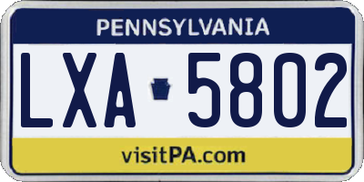 PA license plate LXA5802