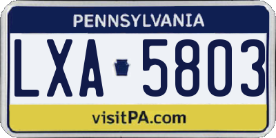 PA license plate LXA5803