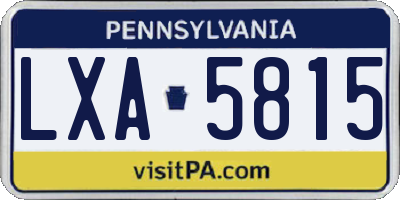 PA license plate LXA5815