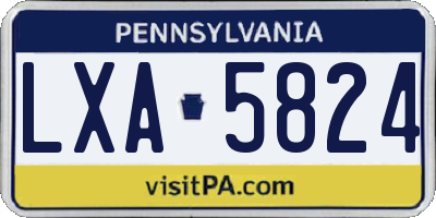 PA license plate LXA5824