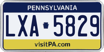 PA license plate LXA5829