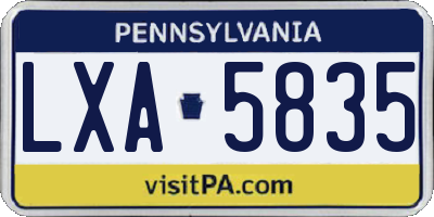 PA license plate LXA5835
