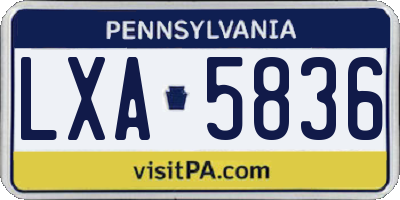 PA license plate LXA5836