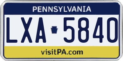 PA license plate LXA5840