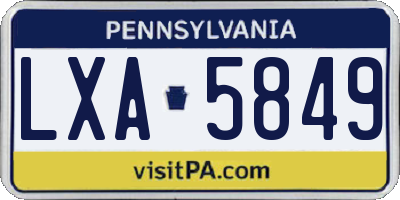 PA license plate LXA5849