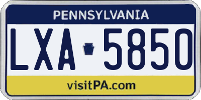 PA license plate LXA5850