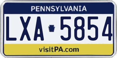 PA license plate LXA5854
