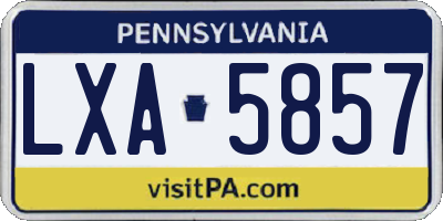 PA license plate LXA5857