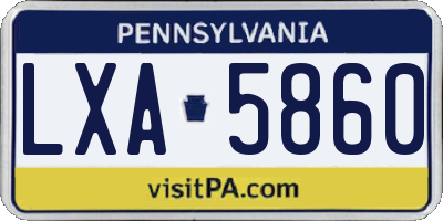 PA license plate LXA5860