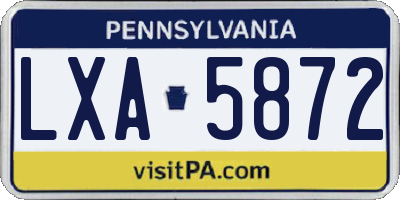 PA license plate LXA5872