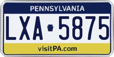 PA license plate LXA5875