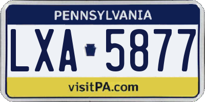 PA license plate LXA5877