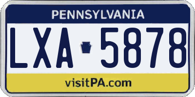 PA license plate LXA5878
